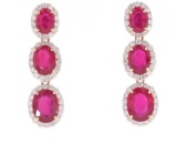 Graduated Ruby Diamond & 14k Yellow Gold Earrings