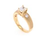 Brilliant Cushion Diamond & 18k Yellow Gold Ring