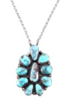 Navajo Tim Smith Silver Kingman Turquoise Necklace