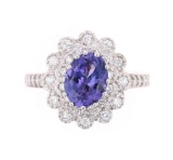 1.59 Carat Tanzanite Diamond & 14k White Gold Ring