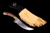 Trailing Point Knife w/Leather Sheath