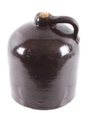 Salt Glazed Whiskey Pottery Jar w/ Cork C. 1800's