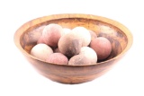 Large Wooden Bowl & Pottery Seed Jar Balls