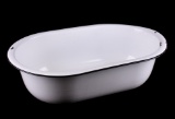 Mid 1900s Oval  White/ Black Enamel Wash Basin Tub