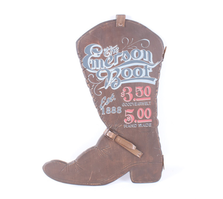 ははは The Emerson Boot Wooden Sign Est.1888 | Proxibid