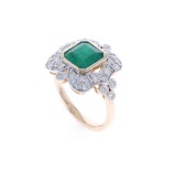 Oscar Friedman Natural Emerald & Diamond 14K Ring
