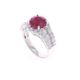 GIA Burmese Ruby Diamond & 14k White Gold Ring