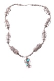 Navajo Sterling Silver Drum Beaded Necklace