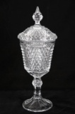 Indiana Glass Tiara Diamond Point Apothecary Vase