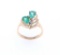 Triple Heart Emerald Diamond 18k Yellow Gold Ring