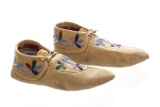 C. 1940- Northern Cree Beaded Hide Moccasins