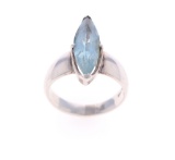 Vintage Marquis Aquamarine & Sterling Silver Ring