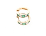 Emerald Diamond & 14k Yellow Gold Earrings