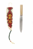 Sioux Beaded Hide Parfleche Sheath & Trade Knife