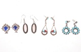 Navajo & Zuni Sterling Silver Multi Stone Earrings