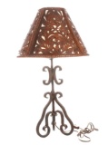 Montana Wrought Iron & Tooled Leather Table Lamp