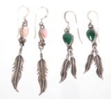 Navajo Sterling Silver Dangle Feather Earrings