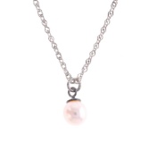 Luminous Pink Pearl Sterling Pendant Necklace
