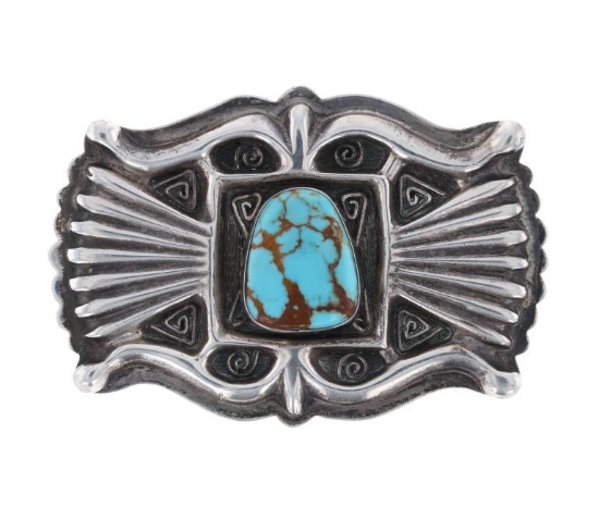 Old Pawn Navajo Blue Gem Turquoise Heavy Buckle