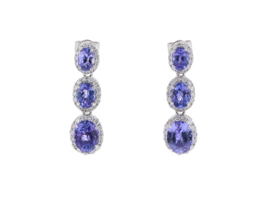 6.55ct Tanzanite Diamond & 14k Gold Earrings