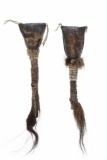 19th C. Navajo Quilled Parfleche Rattles (2)