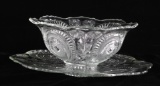 Antique American Cut Punch Bowl & Serving Tray