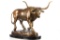 Texas Longhorn Bull Bronze Sculpture On Stone