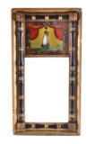 18th - 19th C. Reverse Painted Woman Glass Mirror