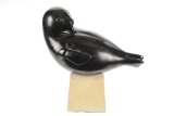 Black Glazed Porcelain Seal Sculpture c. 20th C