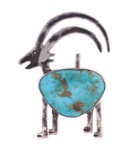 Navajo Sterling Silver Turquoise Ram Pendant/ Pin