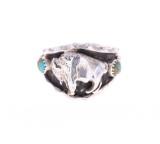 Navajo Sterling Silver C. C. Turquoise Ring