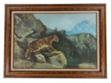 Original Gil Bang D. Mountain Lion Oil on Canvas