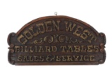 1970-2000s Golden West Billiards Hand Carved Sign