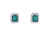 Elegant Emerald VS2 Diamond & 18k Gold Earrings
