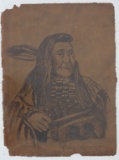 Chief Louison Flatheads Portrait On Leather