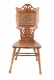 Antique Carved & Pressed Oak Parlor Chair
