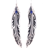 Navajo T&R Singer Silver Lapius Lazuli Earrings