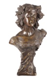 Art Nouveau Bronze Woman Shoulder Bust c. 1930's