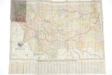 1951 Large Map Of Montana Railroad Routes