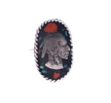 Zuni Sterling Silver Indian Head Onyx Ring