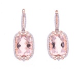 Fantastic Morganite Diamond & 14k Gold Earrings
