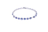Bright Blue Sapphire Diamond & 14k Gold Bracelet