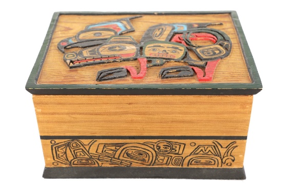 Koyukon Athabascan Carved Totem Box by Rose Albert