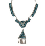 1980 Zuni Needlepoint Turquoise Necklace -N. Harry