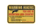 Mountain Lion Warning Sign from Canada