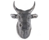 Massive Blued Hollow Metal Casted Bull Head