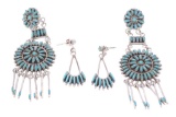 Vintage Zuni Needlepoint Turquoise Earrings
