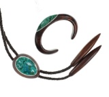 Vintage Modernist Chrysocolla & Rosewood Jewelry