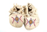 Arapaho Indian Hide & Beaded Moccasins c. 1960's
