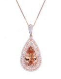 10.64ct Morganite Diamond & 14k Rose Gold Necklace